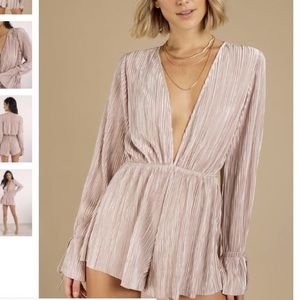 silky long sleeve champagne/pink romper